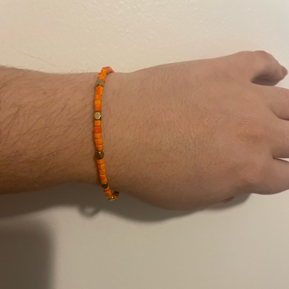 Alex and Ani Orange Beaded Charm Bangle Bracelet
